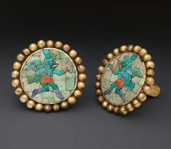 Золотые украшения для ушей. Культура моче, Перу, IV–VII вв.