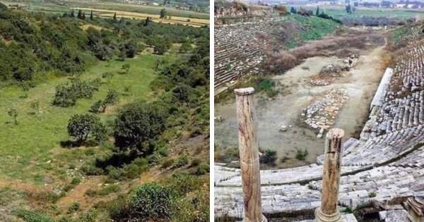 До и после раскопок в Греции