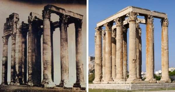 Храм Зевса в Афинах, 1842 и 2019 год