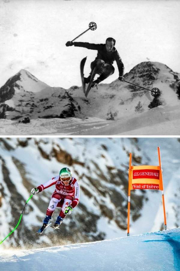 Лыжник 100 лет назад и сейчас