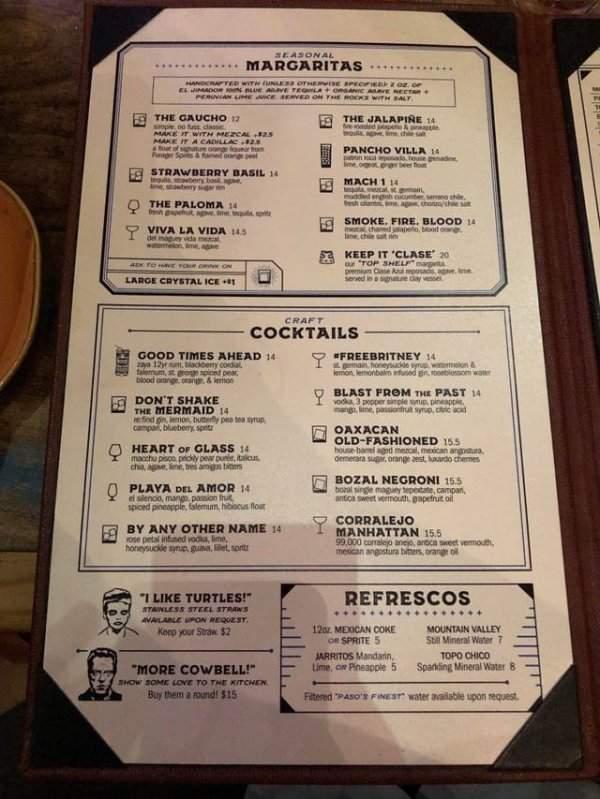 В этом коктейльном меню можно посмотреть, в каких стаканах вам подадут напиток