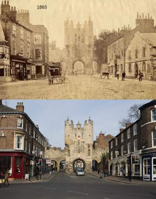 Главный въезд в город, Йорк, Англия, 1865 и 2015 годы