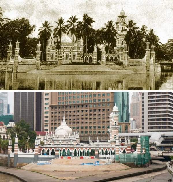 Мечеть Масджид-Джаме в Куала-Лумпуре, Малайзия — 1910 и 2016 годы