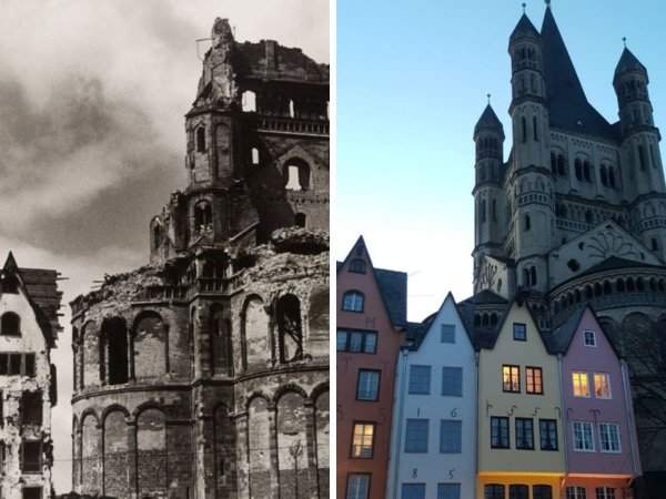 Церковь святого Мартина в Кёльне. 1946 и 2021 год