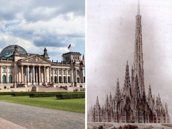 Концепт немецкого архитектора Фридриха Гёслинга для берлинского Рейхстага, 1872 год