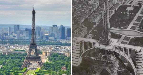 Проект 1936 года, позволяющий заехать на верхнюю часть Эйфелевой башни на автомобиле
