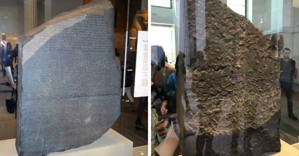 Оборотная сторона знаменитого Розеттского камня в лондонском музее