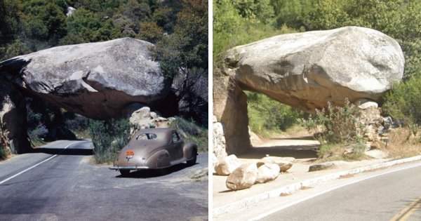 Камень-туннель в национальном парке Секвойя, Калифорния