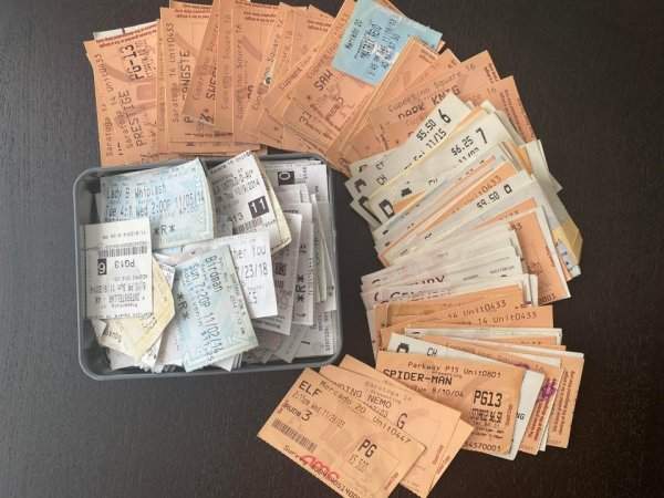 Здесь билеты с каждого моего похода в кинотеатр с 2003 по 2014-й!