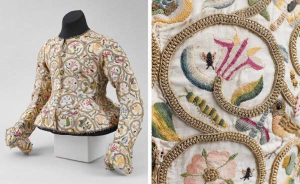Женский жакет, богато украшенный мастерски выполненной вышивкой, Британия, XVII век