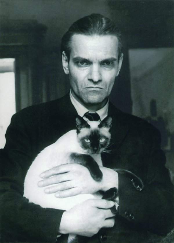 Советский историк и лингвист Юрий Кнорозов с сиамской кошкой Асей, 1960-е