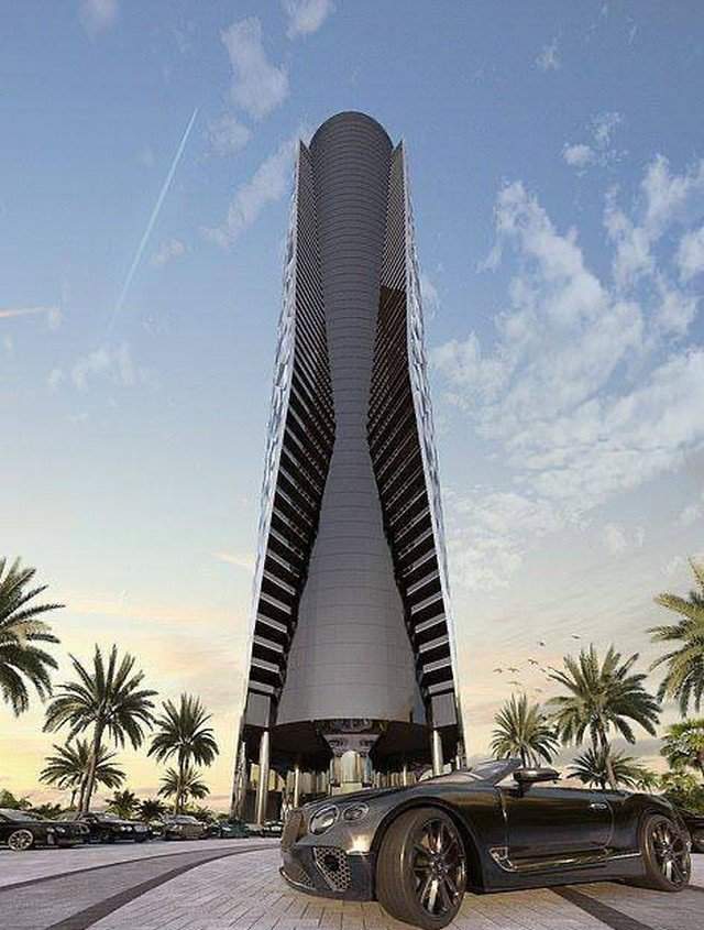 Bentley строит строит в Майами высотный дом с лифтом для машин