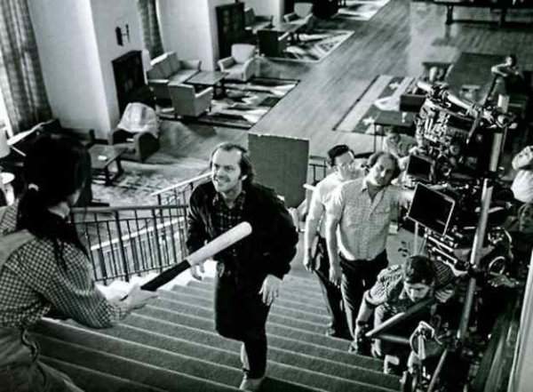Шелли Дюваль и Джек Николсон на съёмках сцены из «Сияния» (1980)