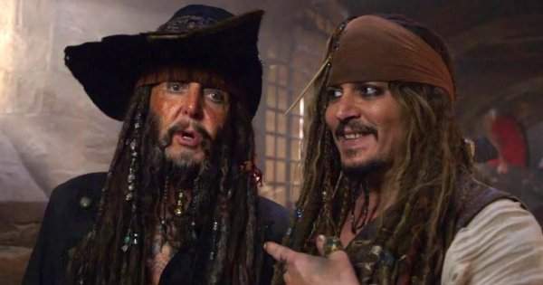 С Джонни Деппом на съёмках фильма «Пираты Карибского моря: Мертвецы не рассказывают сказки», 2015 год