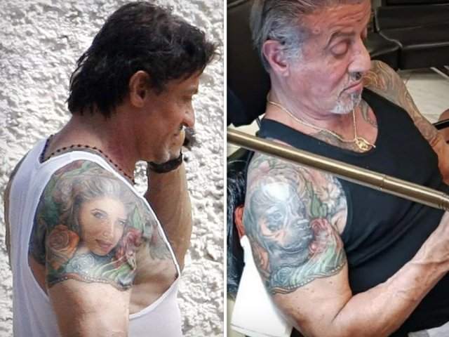 Cильвестр Сталлоне перебил тату с изображением своей жены на ротвейлера, намекая на развод