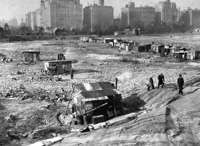 Центральный парк во время Великой депрессии, Нью-Йорк, 1930 год.
