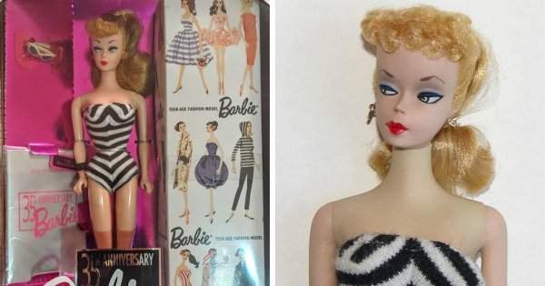 Самая первая кукла Барби, которая была выпущена в 1959 году