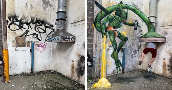 Крутые и реалистичные 3D-граффити от художника из Франции