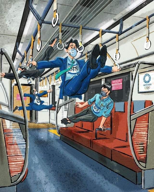 Гимнасты в общественном транспорте