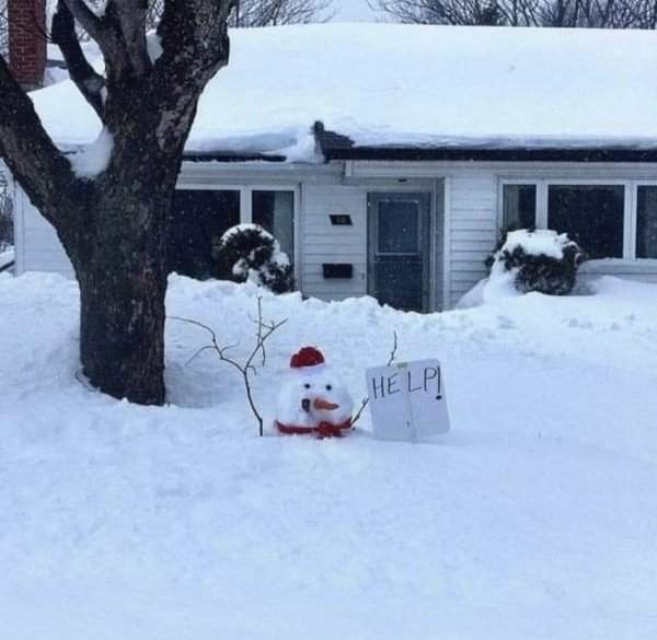 Даже снеговик просит о помощи в городе Буффало