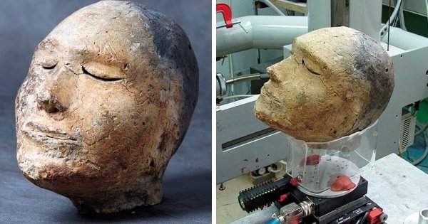 Глиняная скульптурная голова, сделанная представителями тагарской культуры примерно 2100 лет назад