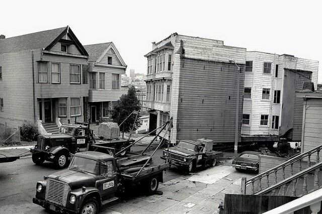 Как перемещали дома в Сан-Франциско, 1973 год.