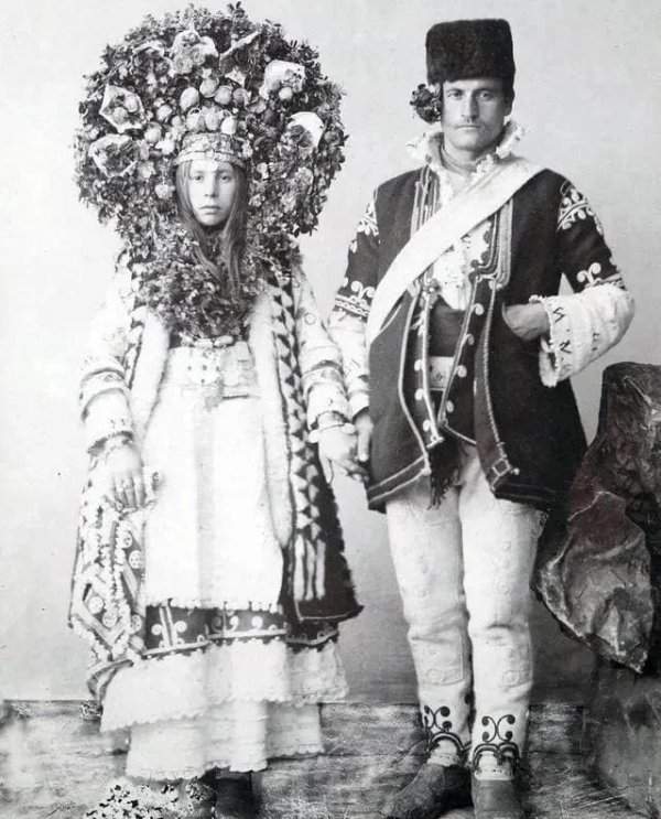 Болгарские жених и невеста в день свадьбы, 1893 год