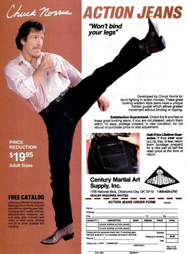 Чак Норрис рекламирует джинсы, 1977 год