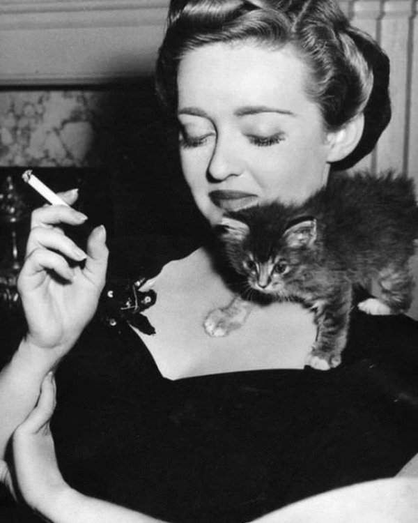 Котик с актрисой Бетт Дейвис, 1944 год