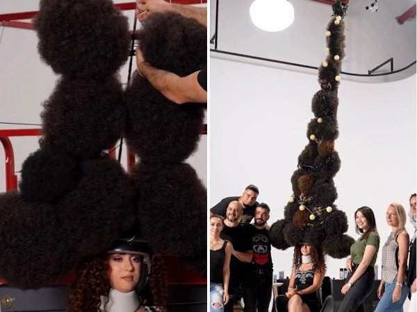 Парикмахер Дэни Хисуани создал самую высокую причёску. Её высота составила 2,90 метра