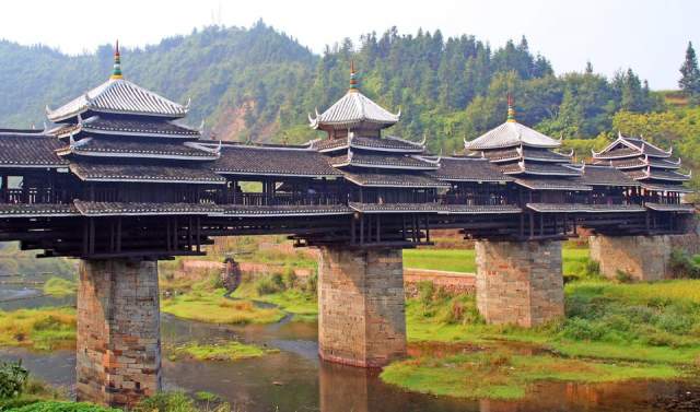 Мост Юнцзи, деревянный, пешеходный мост в Чэньяне, Китай