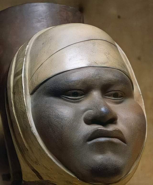 Керамический сосуд с реалистичным портретом в натуральную величину, 400 год до нашей эры