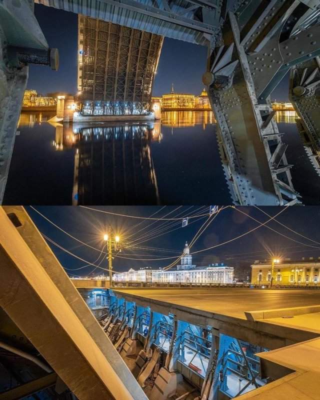 Как разводят Дворцовый мост в Санкт-Петербурге