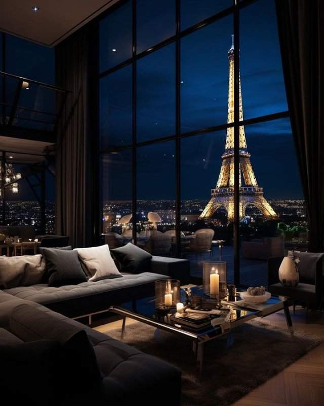 Стильная квартира в Париже с видом на Эйфелеву башню