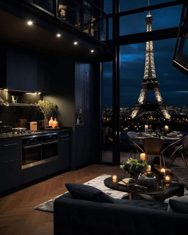 Стильная квартира в Париже с видом на Эйфелеву башню