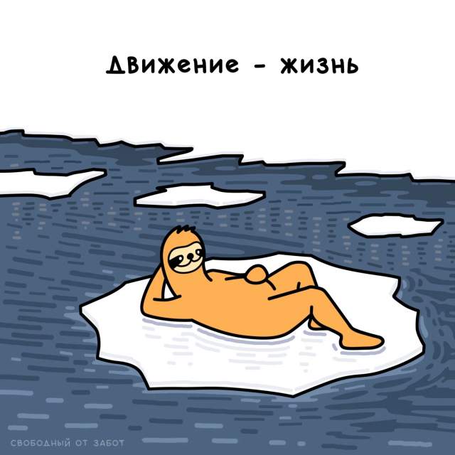 &quot;Свободный от забот&quot;: забавный комикс о ленивце от художника из Санкт-Петербурга