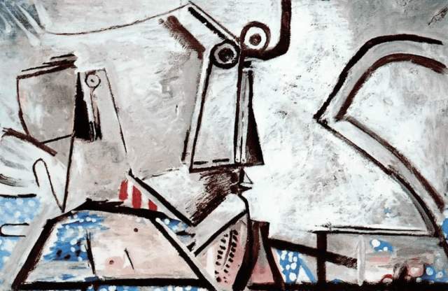 Пабло Пикассо — «Лежащая обнажённая и голова» (1973)