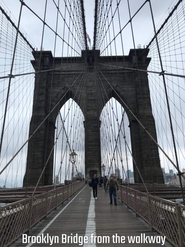 Бруклинский мост, Нью-Йорк, вид с пешеходной дорожки