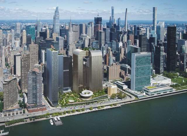 В Нью-Йорке построят комплекс небоскребов с необычной архитектурой