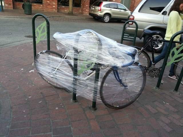 смешная защита велосипеда