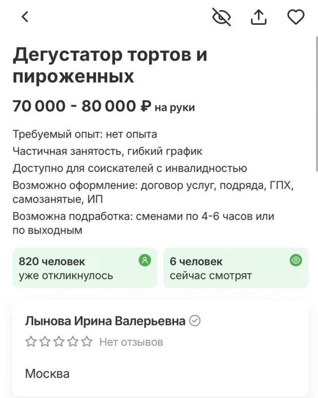 Вакансия дня: дегустатор тортов