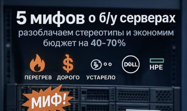 5 Мифов о б/у серверах — разоблачаем стереотипы и экономим бюджет на 40-70%