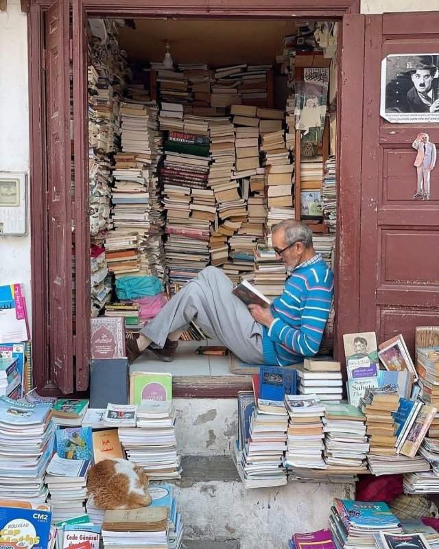 73-летний книготорговец Мохамед Азиз из Марокко читает в день от 6 до 8 часов