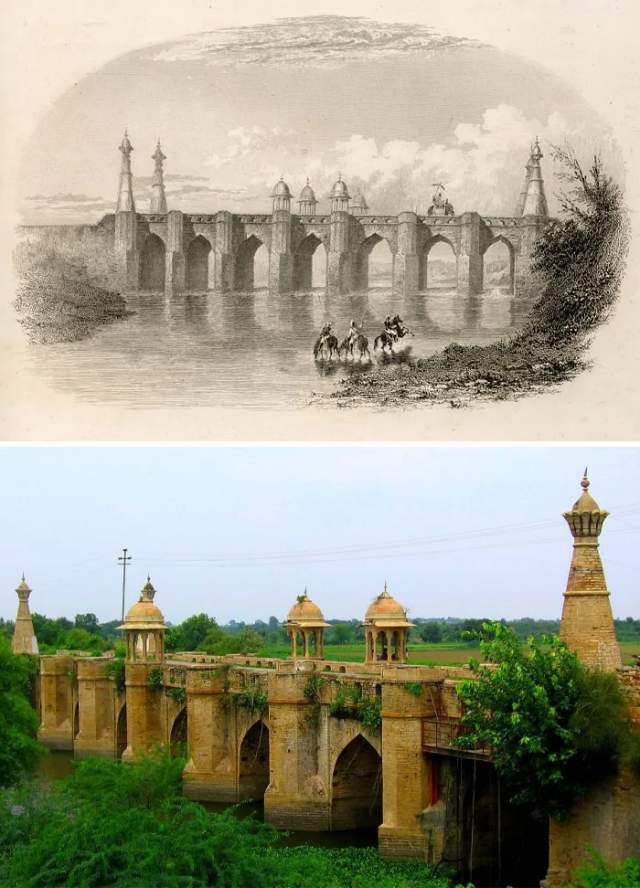 Мост Нурабад, Морена, Индия, 1829 против 2010