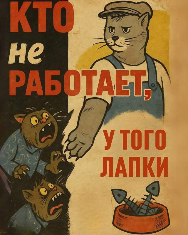 Нейросеть добавила котиков на знаменитые советские плакаты