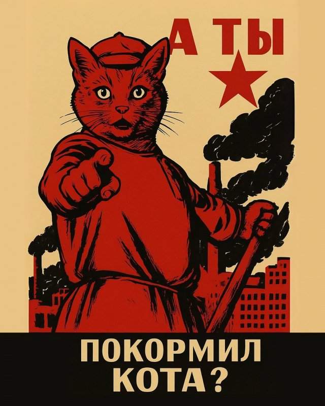 Нейросеть добавила котиков на знаменитые советские плакаты Нейросеть добавила котиков на знаменитые советские плакаты