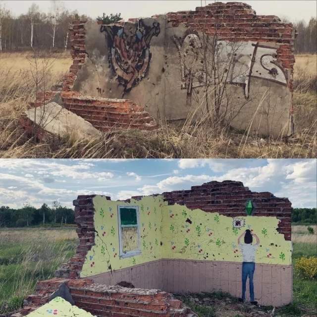 Крутые граффити от известного уличного художника Мишкин